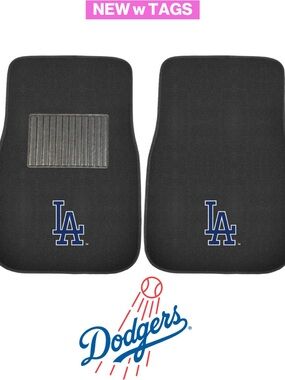 NEW w TAGS 🏷️ LA DODGERS ⚾️ 2-Piece Embroidered Team Logo Car Mat Set